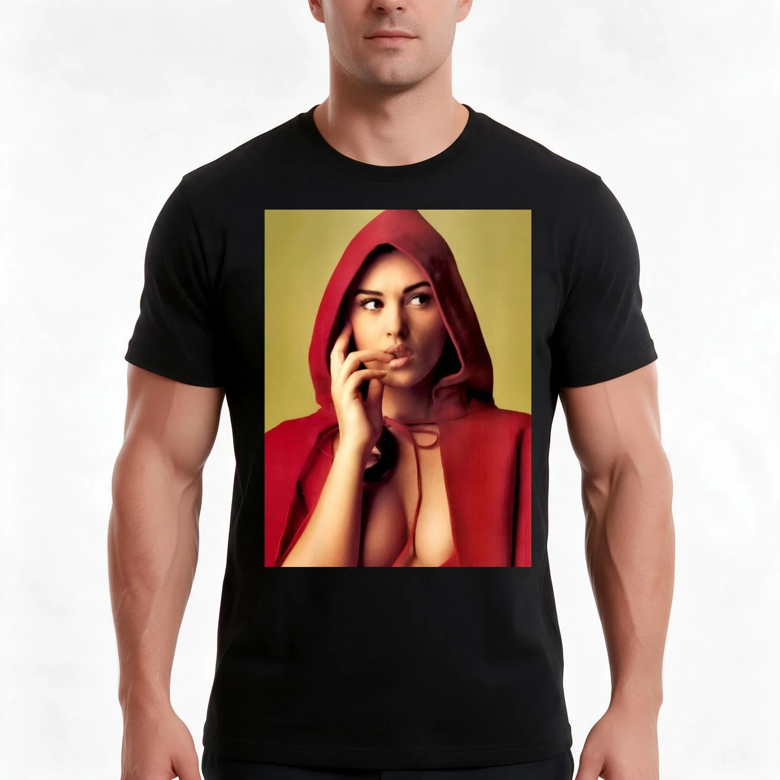 Monica Bellucci T-Shirt, Summer Casual Cotton Tee, Oversized Streetwear Tops, Vintage Graphic Print, Loose Fit Short Sleeve