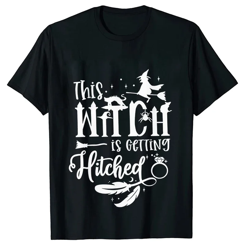 Team Bride Y2k Tops Bridal Shower Wedding Shirt This Witch Is Getting Hitched Lit T-Shirt Halloween Bachelorette Party EVJF Tees