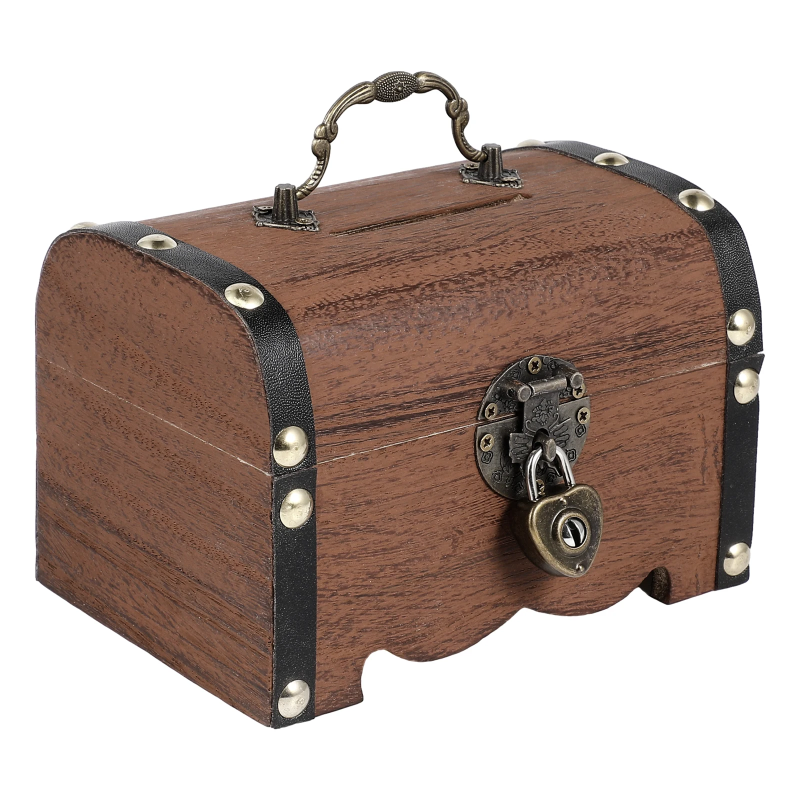 빈티지 나무 보물 상자 자물쇠 디자인 저금통 돈 저금 상자 가정 사무실 장식 나무 저금통 나무 보물 상자