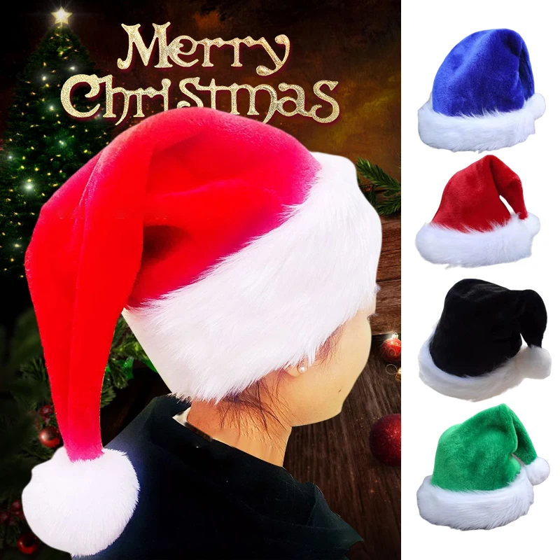 Adults Kids Christmas Hats Warm Fluff Plush Santa Claus Cosplay Costume Merry Christmas New Year Party Festival Decoration Gifts