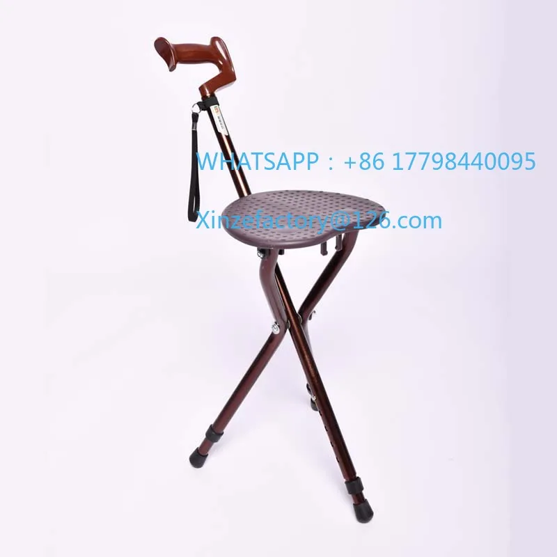 

Customizable the elderly cane stool with lamp three feet retractable