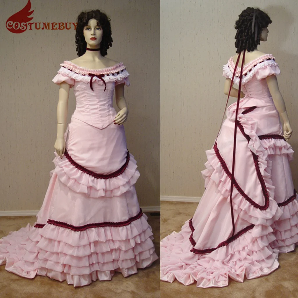 

Women's Victorian Bustle Pink Dress Civil War Dress Theater Costume Ball Gown Masquerade Dress Halloween Party Evening Gowns