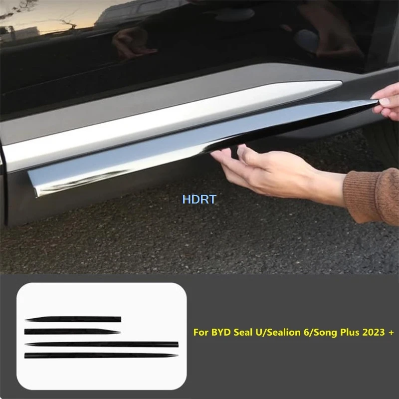 For BYD Seal U/Sealion 6/Song Plus 2023 + Car Styling Door Edge Molding Side Skirt Strip Body Trim Accessories Exterior Sticker