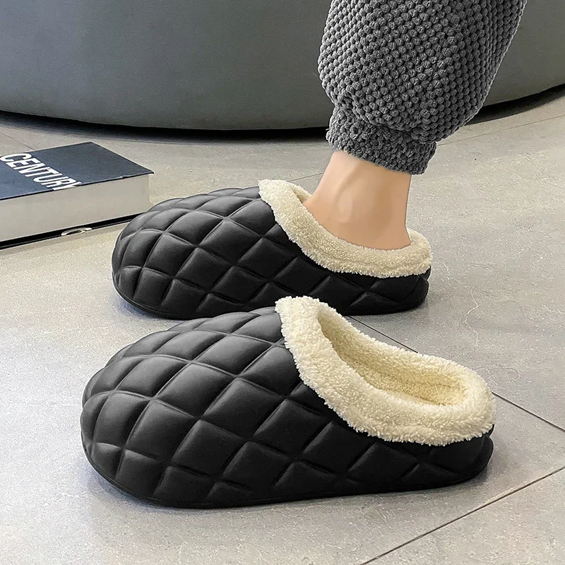 زوج Xinluo من الأحذية القطنية الشتوية للرجال، شباشب قطنية دافئة جديدة مقاومة للانزلاق ومقاومة للاهتراء