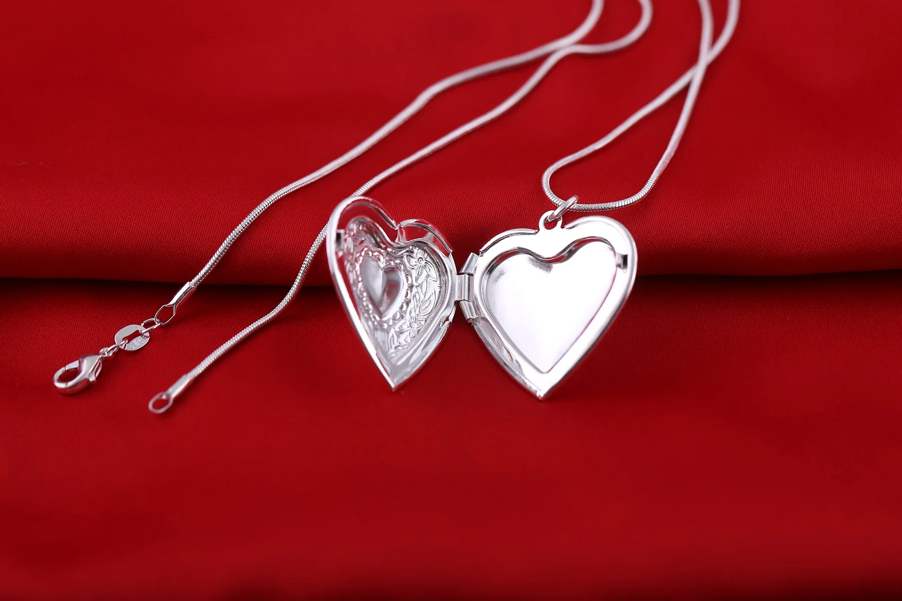 40-75cm 925 Sterling Silver Heart photo frame Pendant Necklace For Women Luxury Fashion Party Wedding Jewelry Christmas Gift