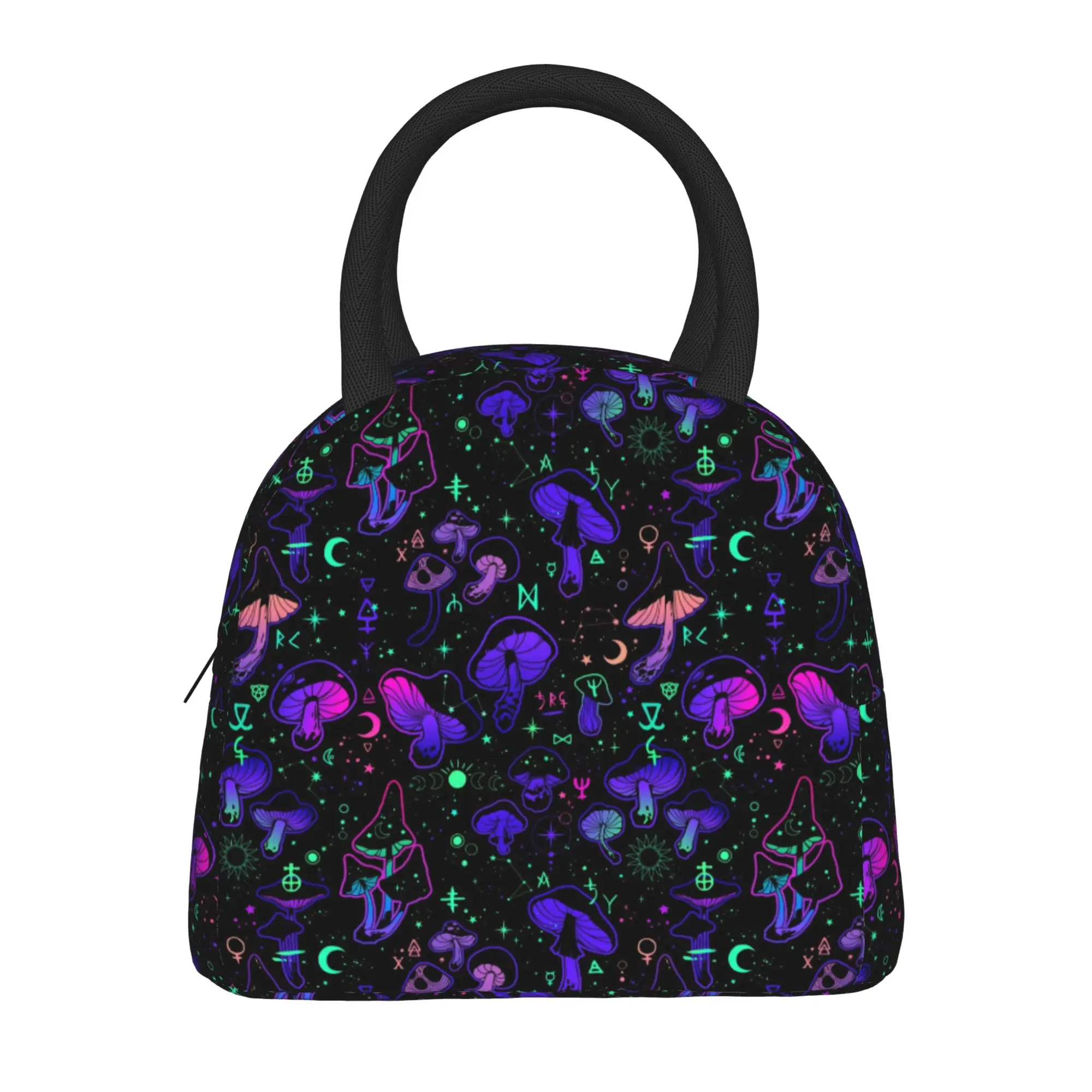 Cartoon Mushroom  Insulated Lunch Bag Cooler Bag Reusable Portable Tote Lunch Box Bento Pouch Office  Outdoor