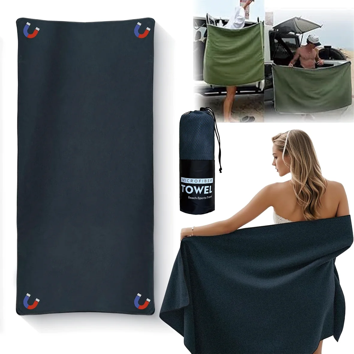 Outdoor Magnetic Towel Portable Practical for Outdoor Sports Swimming High Fashion Premium Quality Bath Towel