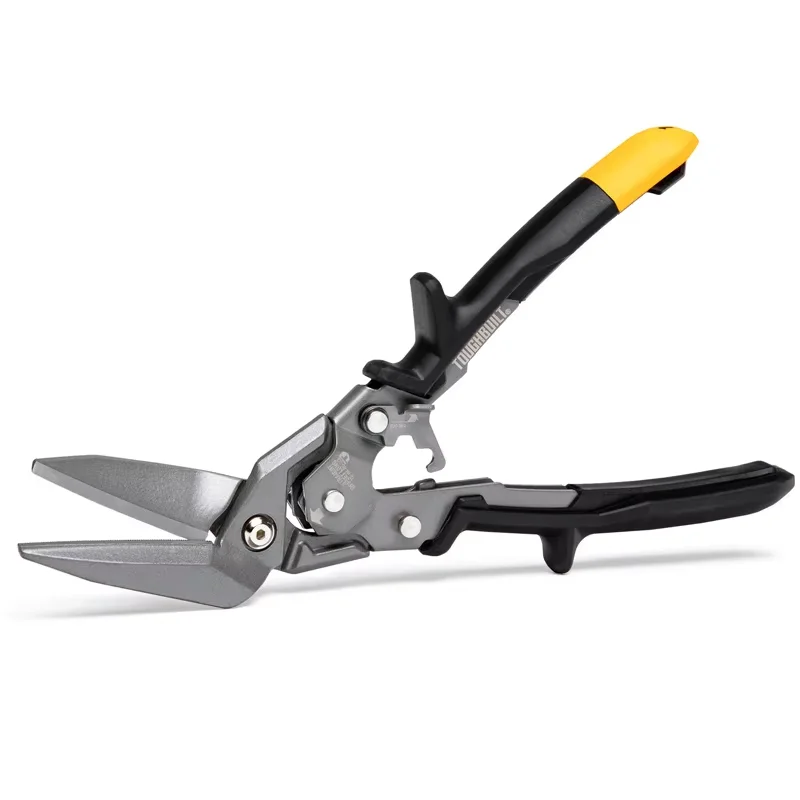 TOUGHBUILT TB-H4-60-SOL Straight Offset Aviation Tin Snip, Long Cut, Labor-saving Fast Cutting Metal Hand Tool