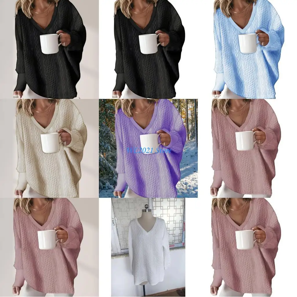 

G5GC Women's Cable Knit Pullover Casual Oversized Long Sleeve Loose Sweater Top