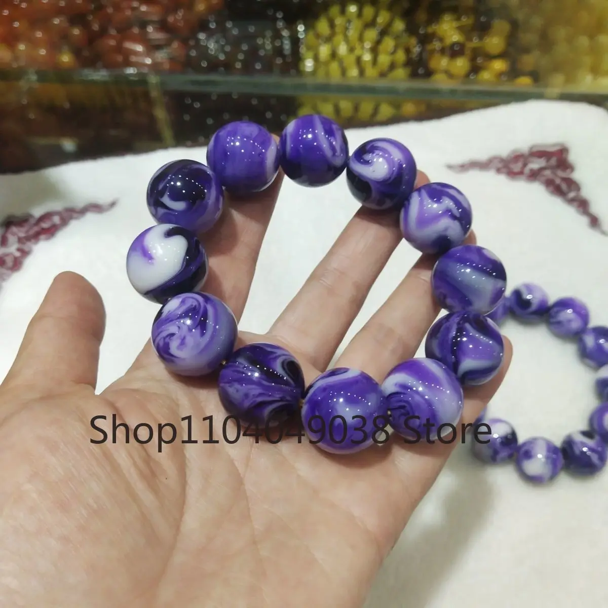 Natural Raw Stone Beeswax Demon Flower White Purple Root Tea Amber Bracelet Luxury Retro Men's and Women's Jewelry Holiday Gift