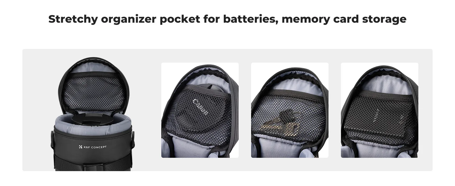 K&F Concept Kamera-Objektivtasche, Objektivtasche, wasserdichter Reißverschluss, stoßfester Rundum-Kameraobjektivtasche für DSLR-Objektive – Detail 11