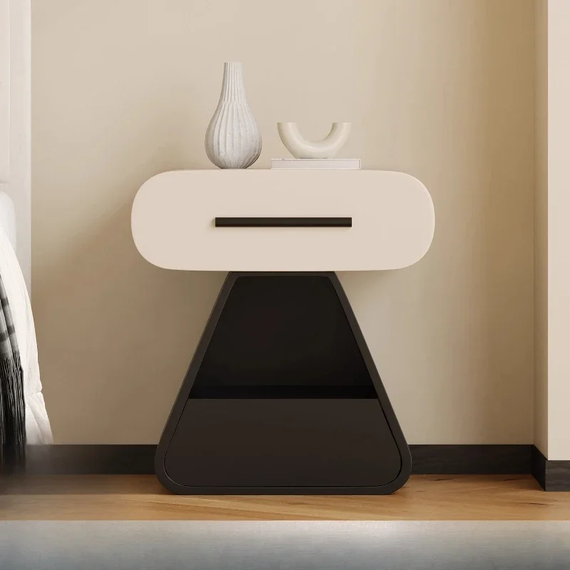 Italian minimalist designer bedside table light luxury high-end master bedroom small apartment paint bedside table