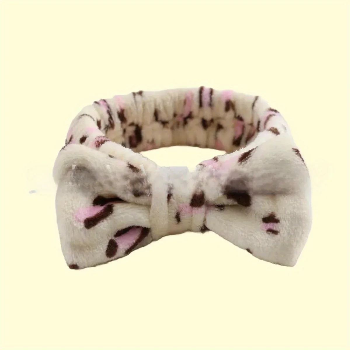 

Fashion Plush Coral Fleece Bow Leopard Print Headbands for Women Girls Elastic Makeup Wash Face Velvet Headwrap Hair Accessories