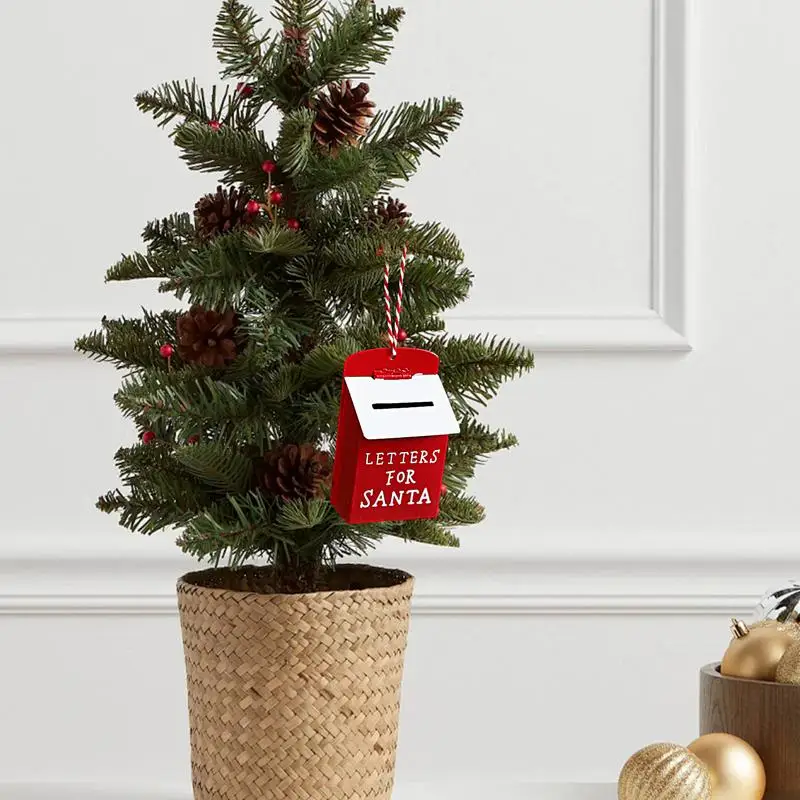 Adorno de buzón para árbol de Navidad, colgante de buzón pequeño, decoraciones para árboles de Navidad, caja de letras, adornos colgantes