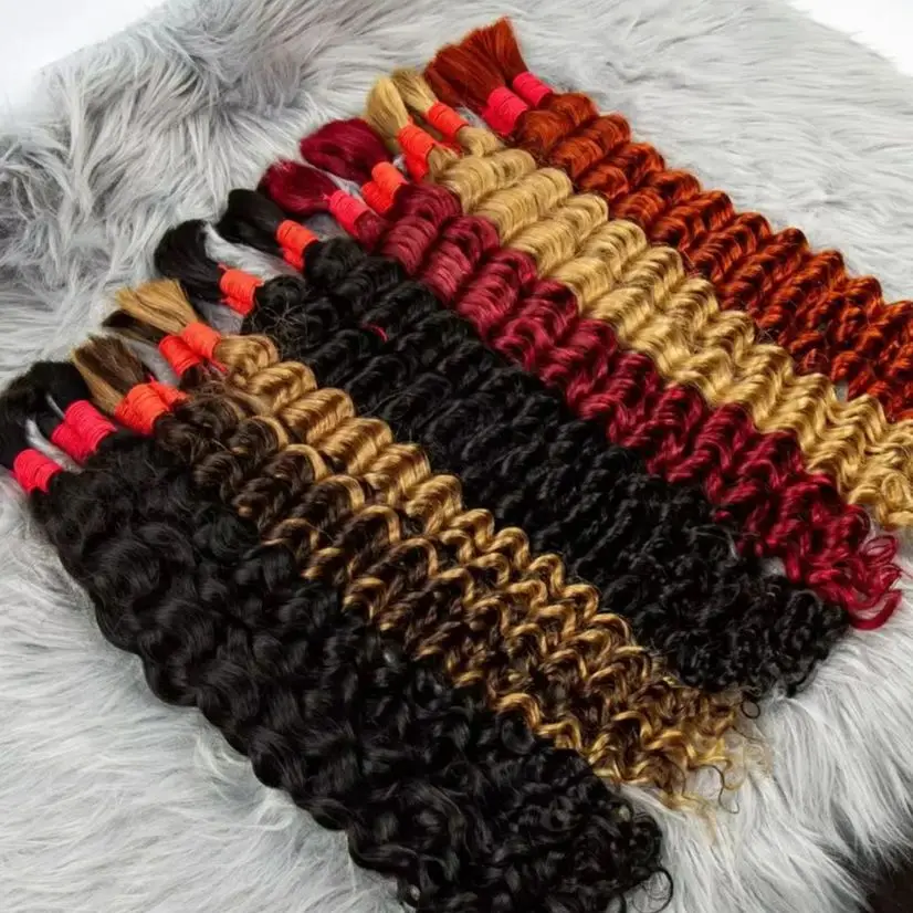 

Malaika Deep Wave Bulk Human Hair for Braiding 4/27# No Weft Virgin Hair Curly Human Hair Extensions for Boho Braids