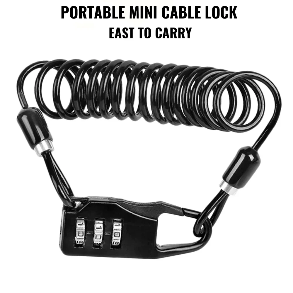 

Motorcycle Bicycle Helmet Locks Durable Steel Wire Anti-theft Cable Digital Password Lock Portable Mini Safety Chain Padlock