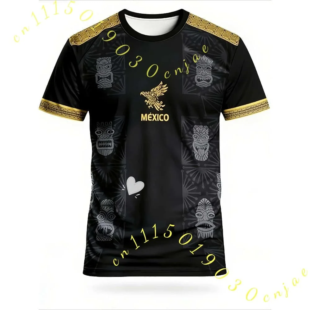 Summer Men's Mexico Soccer Jersey Short Sleeve T-Shirts Totem Aztec Eagle Print Casual Breathable Fan Tops Women Short Sleeve