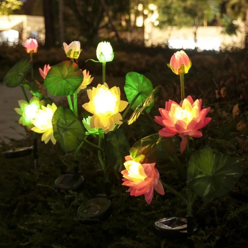 

Solar Lotus Flower Lamp Garden Decoration Ground Lights Outdoor Waterproof Solar Led Lawn Light for Landscape Courtyard Path