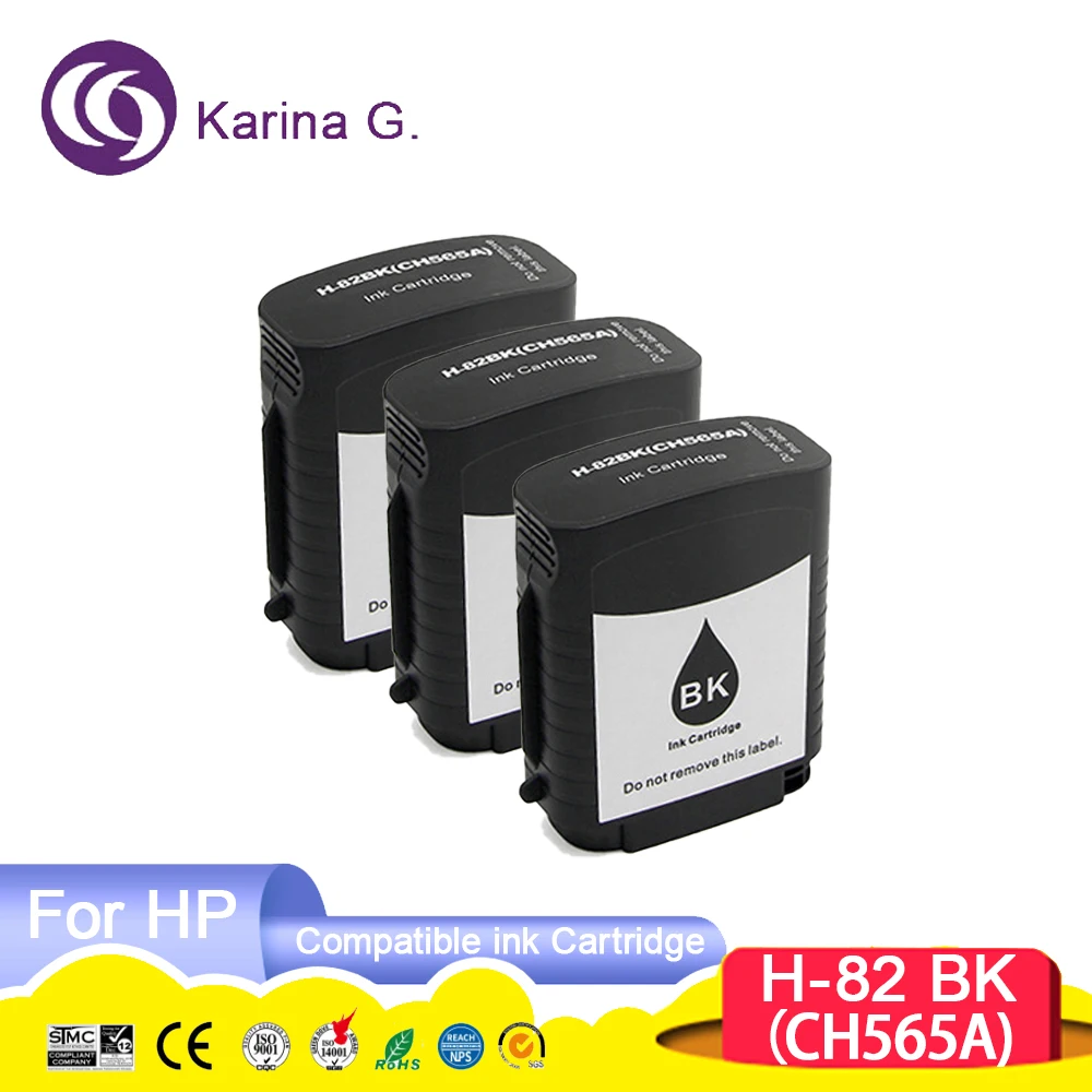 3X compatible for HP 82 HP82 CH565A  Black ink Cartridge suit for HP Designjet /510/800/800ps/815/820/10ps/120nr/20ps/500/