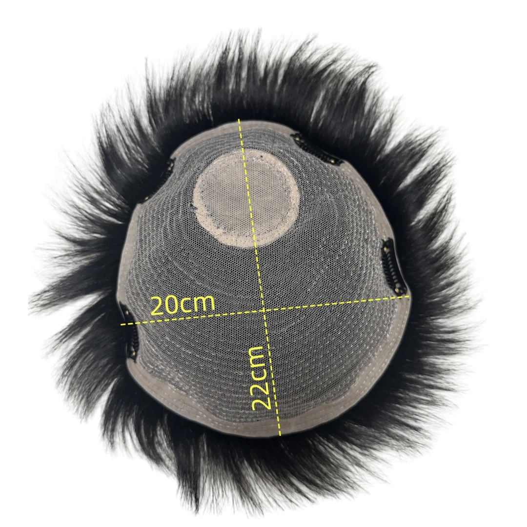 Short Real Human Hair Toupee with 4 Clips for Men's Baldness Prosthetic Wig Male Hair Replacement System Piece