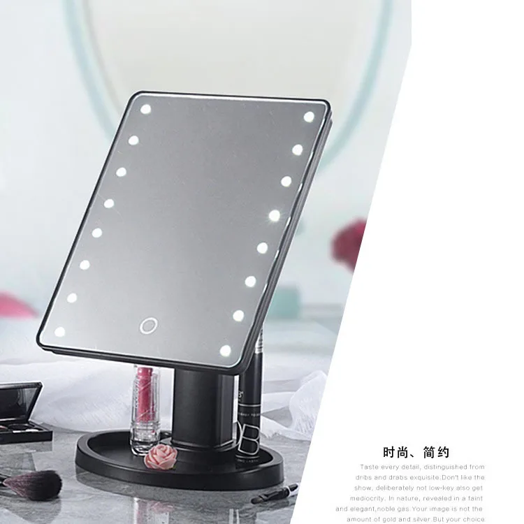 Mirror Touch Sensing LED with Light for Dormitory Storage Makeup Mirror Desktop 360 Rotating Makeup Mirror Essential for Bedroom