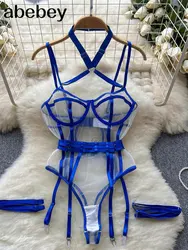 Women Erotic Sexy Lace Rompers Sleeveless Backless Slim Short Playsuit Transparent Underwear Hollow Out Mesh Bodysuits