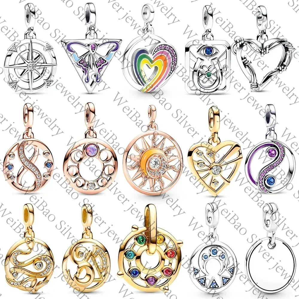 رمز سلك القلب فراشة التوازن يين ويانغ عناصر ثعبان ميدالية 925 فضة جميلة لي شقرا إنفينيتي