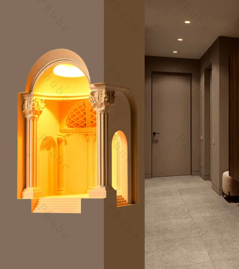 

Recessed LED Wall light Indoor Corner Step Stairway Hallway Staircase Wall lamp Sensor Lamp Carved The Parthenon Wall light