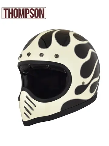 톰슨 남녀공용 빈티지 오토바이 헬멧, 레트로 오토바이 풀페이스 헬멧, DOT 승인