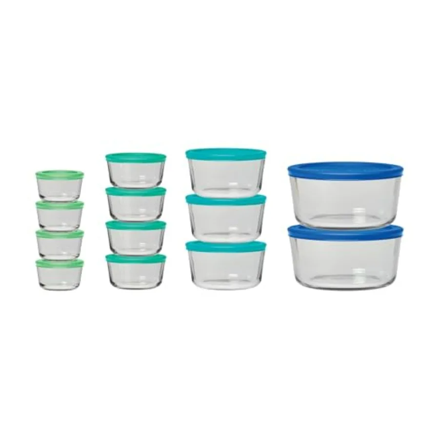 

26 Piece Glass Storage Containers with Lids for Kitchen Organization and Food Preservation Includes 13 Glass Food Storage Conta