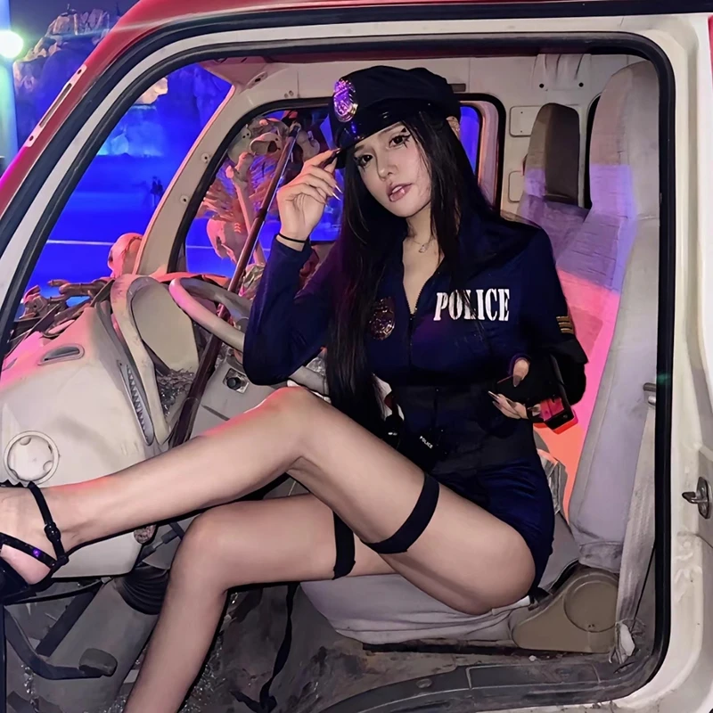 

Women Halloween Police Cosplay Gothic Playsuit Female Allure Sexy Hotsweet Ins Rompers Onesie Allovers Midnight Date Nightwear