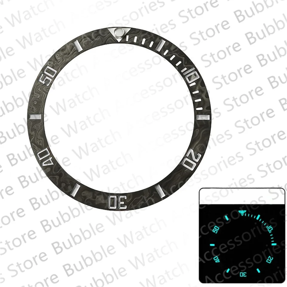 

38mmx30.7mm Black Green Blue With Blue Luminous 10-50 matte SUB carbon fiber Bezel Insert Fit For rlx Men's Mechanical Watch