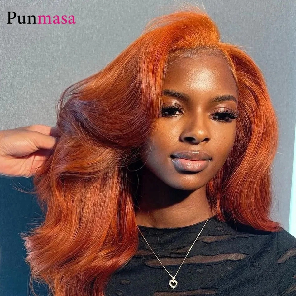 Ginger Colored Body Wave Human Hair Wigs 13x6 Transparent Lace Front Wigs for Women PrePlucked 200% Wear And Go 13X4 Frontal Wig