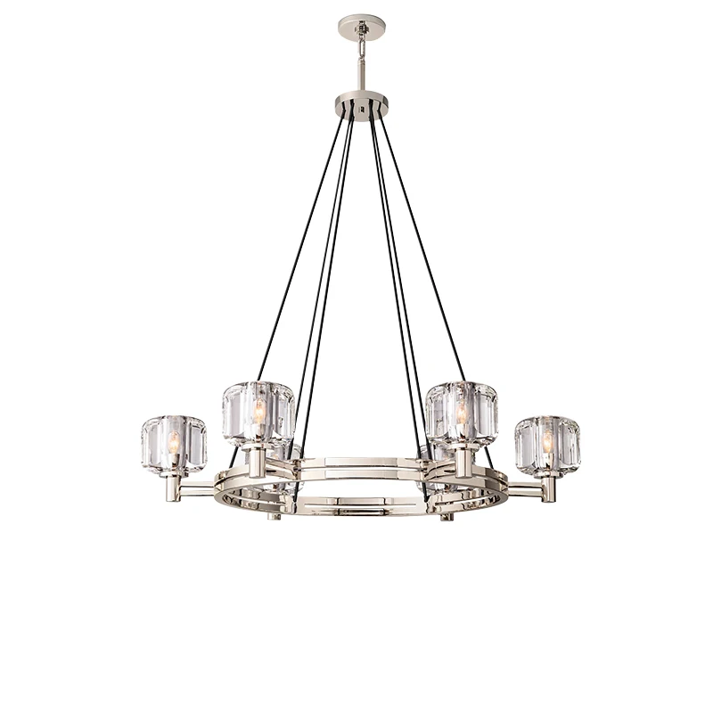 

Post-Modern Chrome Large Crystal LED Chandeliers Brass Light Fixture for Dining Room Decoration Lamparas,height adjustable