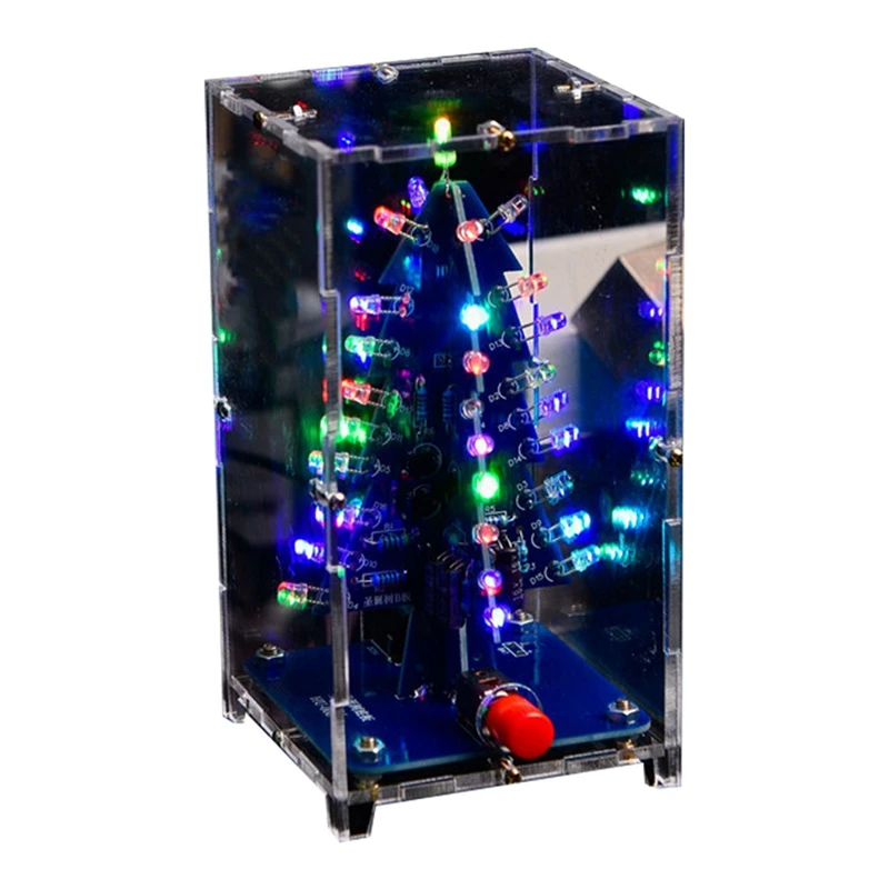 Diy kits de árvore de natal colorido rgb led árvore de natal ciência eletrônica montar kit para árvores de natal diy b