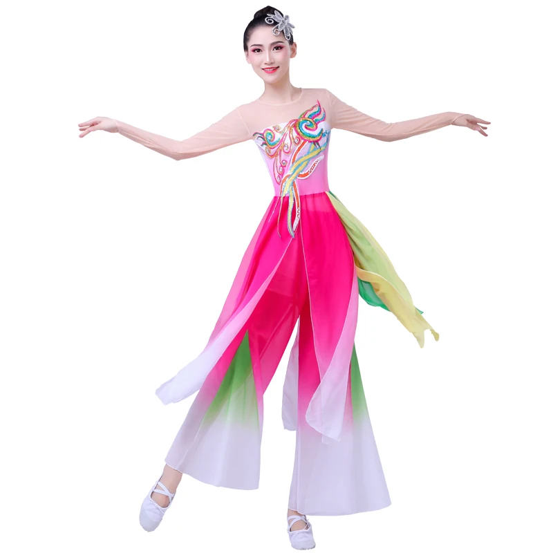 Ladies ancient chinese costume Classical dance performance female elegant Chinese style Yangko costume set