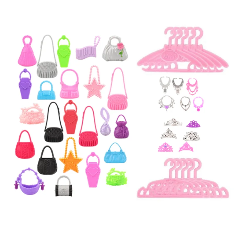 

Kawaii 7 Items /Lot Miniature Doll Accessories Kids Toys Handbag Hat Fashion Things For Barbie DIY Children Birthday Present