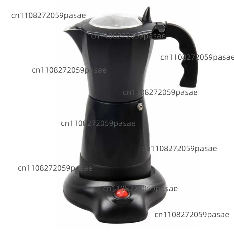 300ml/6 Cups Electric Coffee Maker Portable Aluminum Mocha Pot 480W Fast Electric Italian Coffee Maker Percolator for Home Black