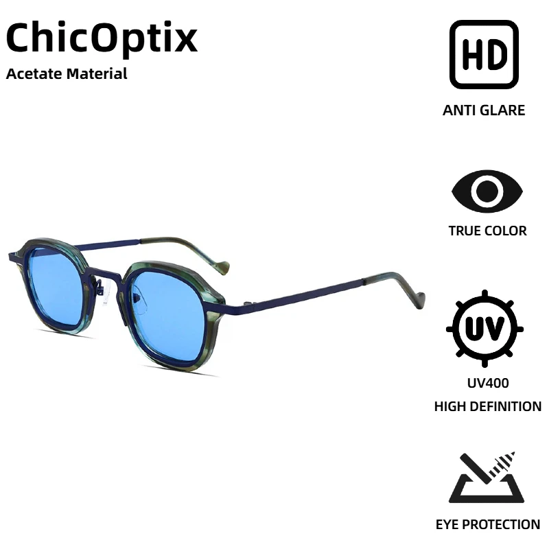ChicOptix ретро маленькие квадратные солнцезащитные очки в стиле панк унисекс люксовый бренд винтажные солнцезащитные очки из ацетата металлические петли UV400 с антибликовым покрытием