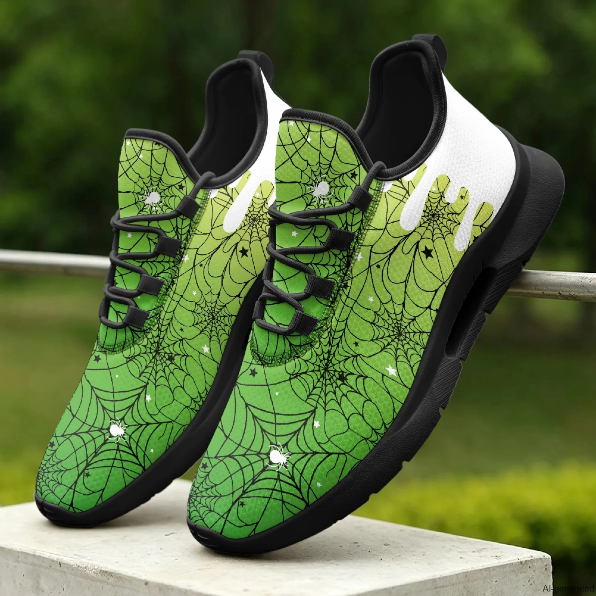 XIXIRIMIDO Mens Sneakers Lace-up Casual Shoes Nurse Shoes Woman Hospital Nurse Comfortable Indoor Shoes Halloween Spider Web