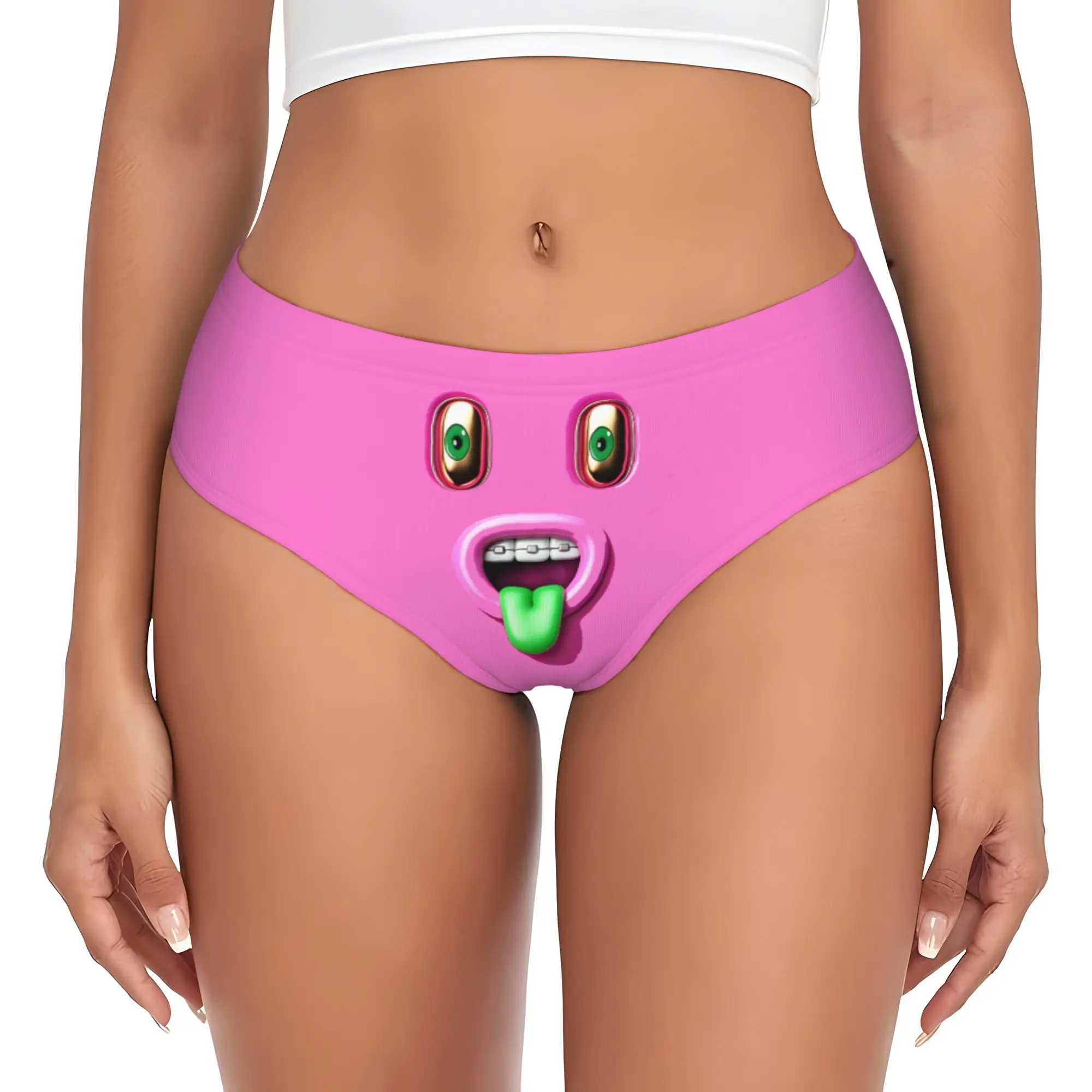Custom Womens Funny Expression Face  Brief Panties Female Soft  Underwear Underpants