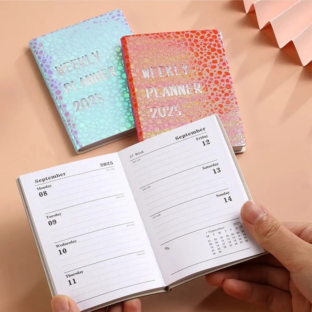 2025 A7 English Notebook Efficiency Plan English Leather Pocket Calendar To Do List Schedule Planner Notepad