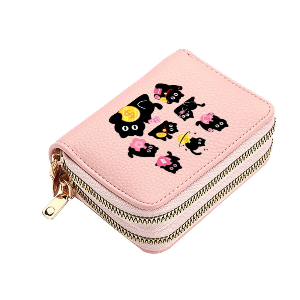 Cute Lucky Cat Animation Image Design PU Leather Multi-card Slot Zipper Credit Card Coin Coin Purse And Fashion Women's Wallet