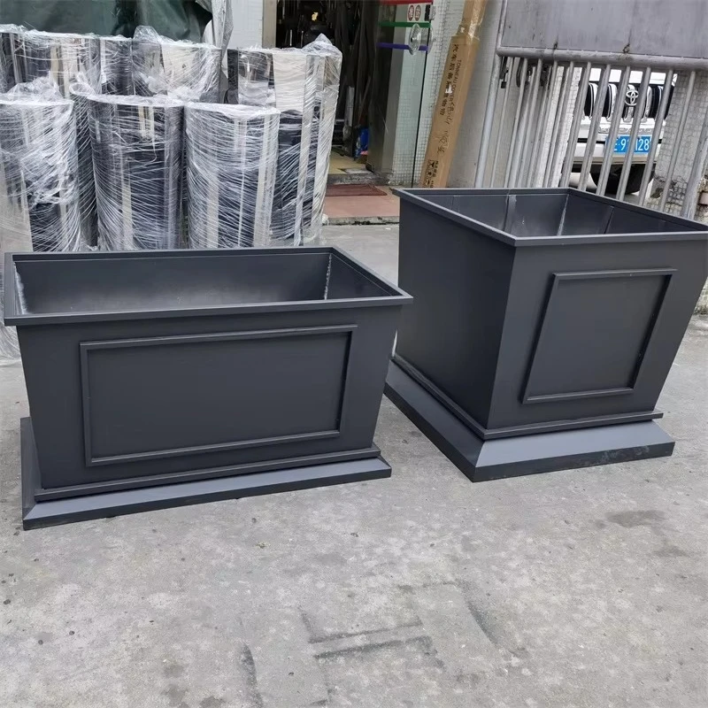 Modern Outdoor Decoration Shopping Mall  Sun Resistant Cheap Baking Paint Polygonal Stainless Steel Flower Pots