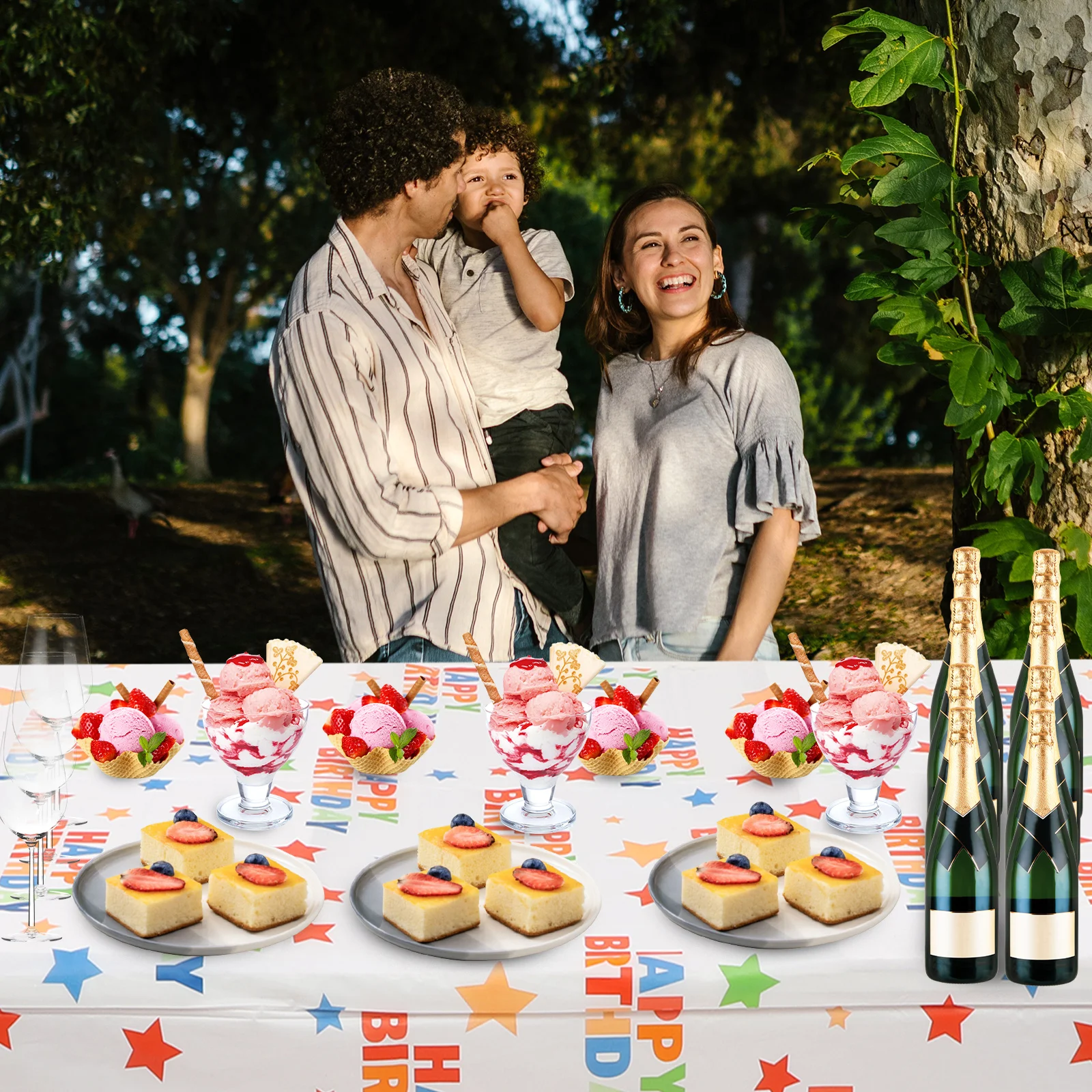 

Reusable Waterproof Birthday Tablecloth Premium Polyester Party Cover Large Size Non Wrinkle Happy Decor Fiesta Picnic Kids