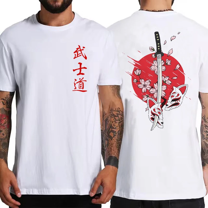 Soft Japan Samurai Spirit T Shirts for Men Japanese Style Back Print Loose Oversized Tops T-shirt Male Gifts Tee Unisex