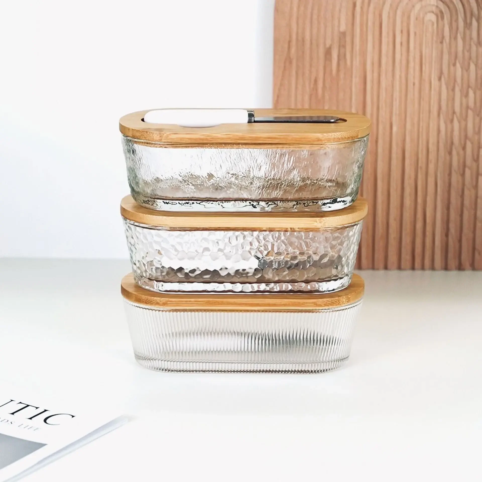

Glass butter dish with airtight lid that keeps butter soft For countertop and refrigerator door shelf Covered butter dishes