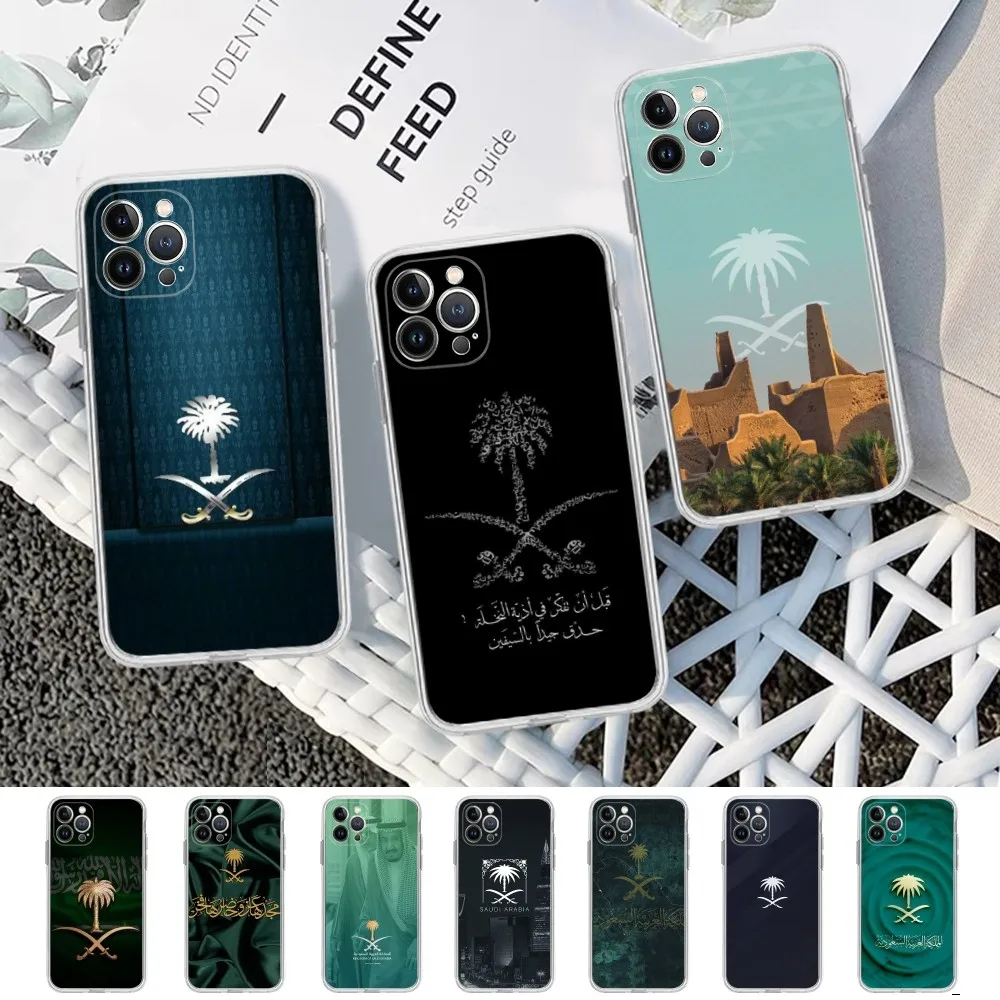 Funda de teléfono con bandera del Reino de Arabia Saudita para IPhone 16 15 14 13 12 Mini 11 Pro XS Max X XR SE 6 7 8 Plus, funda de silicona suave