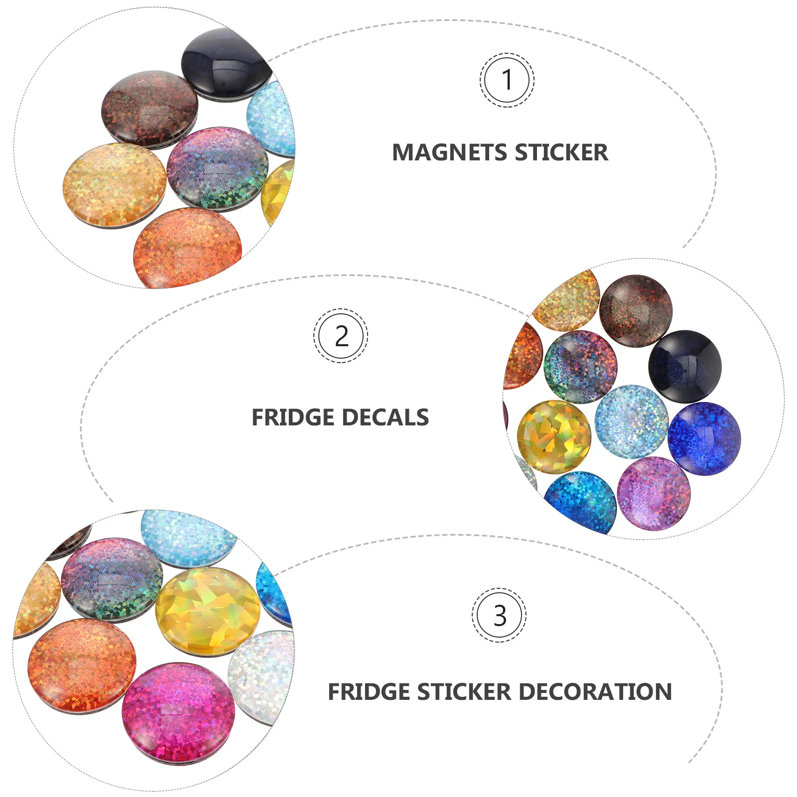 

12pcs Fridge Magnets Clear Crystal Glass Colorful Sequin Patterns Decorative Kitchen Office Home Magnet Stickers Metal