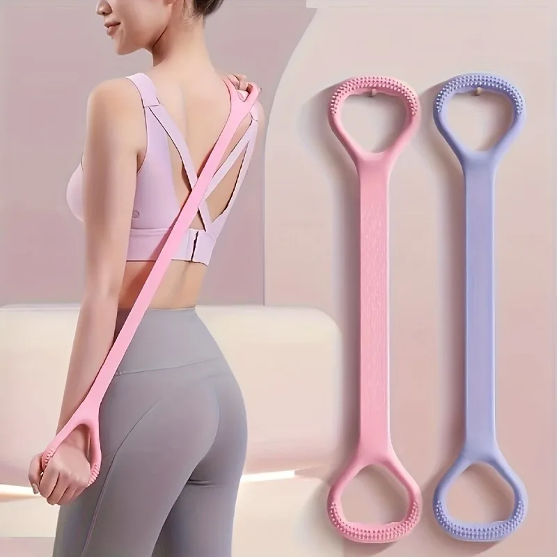 1PC Figure-8 Pull Rope for Women - Back & Shoulder Toning, Thick Silicone Home Yoga Resistance Band